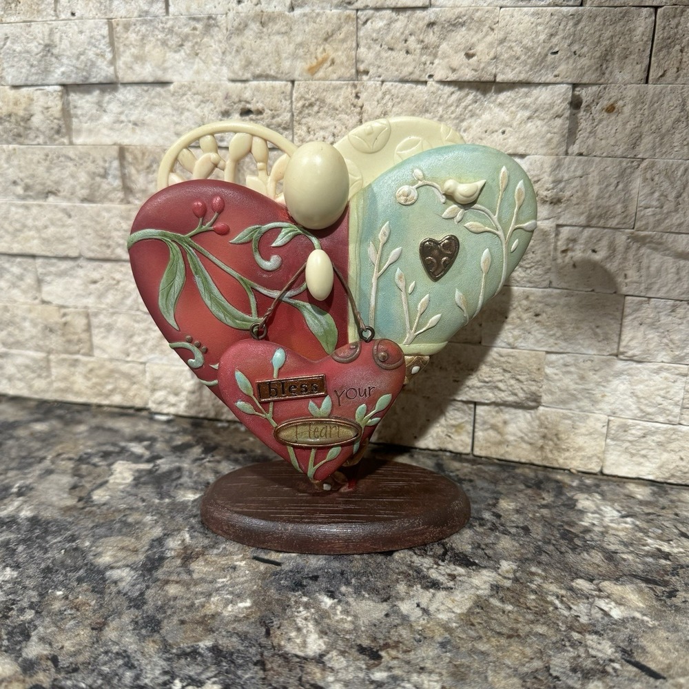 Vintage 2009 Enesco Heart Shape "Bless Your Heart " Valentines‎ Day Decor Nice!!